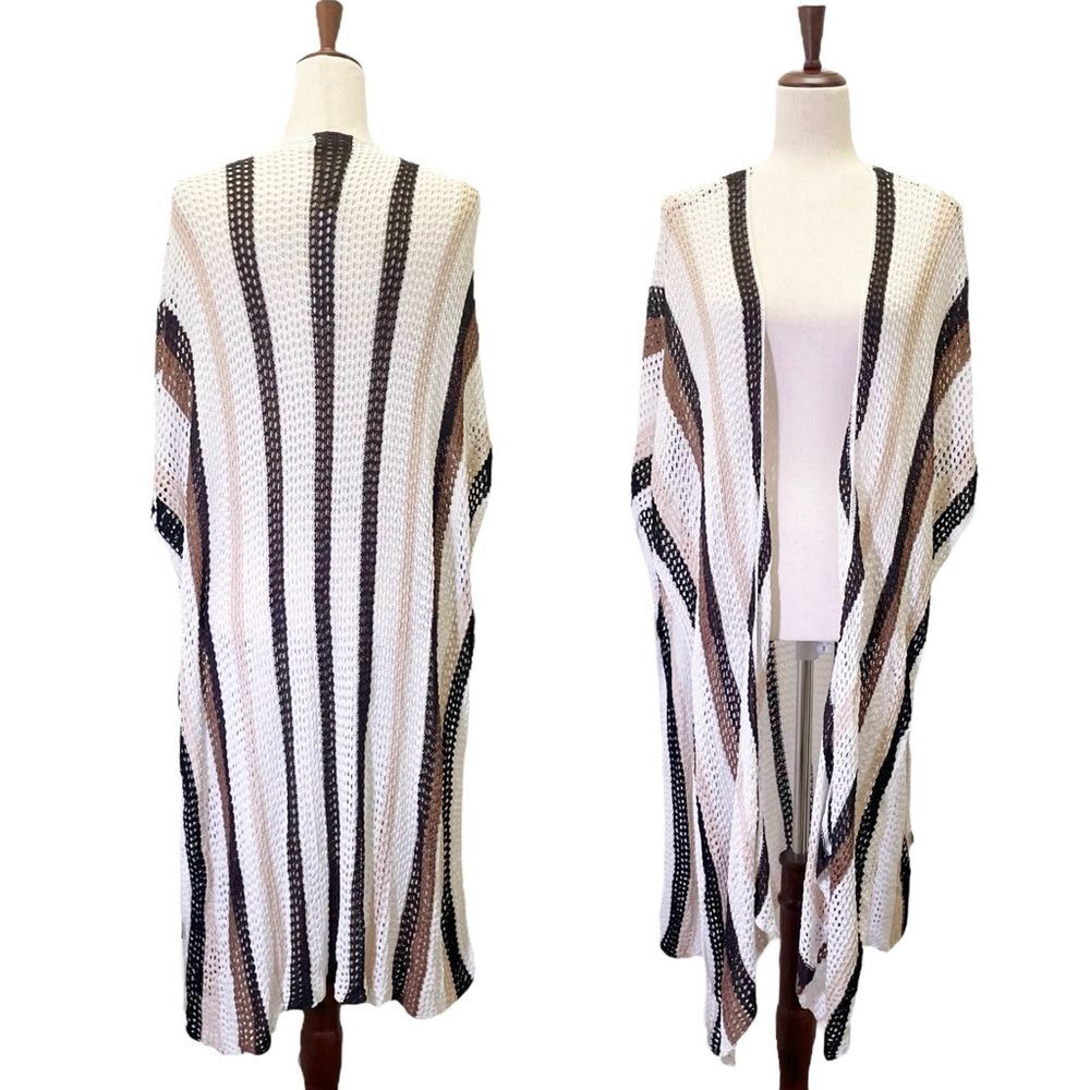 House of Harlow 1960 Mesh Stripe Swim Cover-Up - Black & Cream